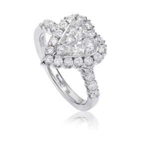 Unique Heart Shaped Diamond Engagement Ring Set in 18K White Gold