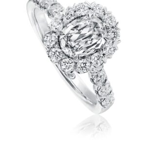 L'Amour Crisscut® Oval Diamond Engagement Ring with Classic Halo Setting