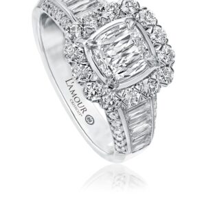 Unique Diamond Engagement Ring with Cushion Cut Diamond Center