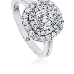 Cushion Cut Halo Engagement Ring in Classic White Gold Setting