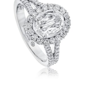Oval Halo Engagement Ring with Pave Set Split Shank