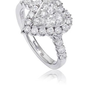 Unique Heart Shaped Diamond Engagement Ring Set in 18K White Gold