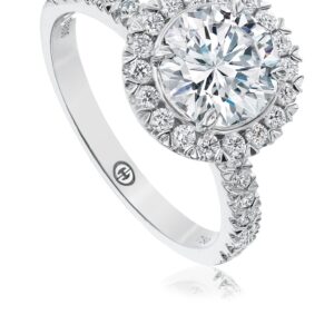 Simple Engagement Ring Setting with Halo and Diamond Band