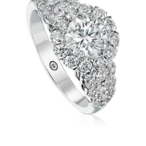 Round Diamond Engagement Ring Setting with Cluster Diamond Band
