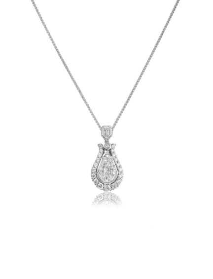14k white gold Pear Shape Diamond Pendant – Stuart Kingston Jewelry