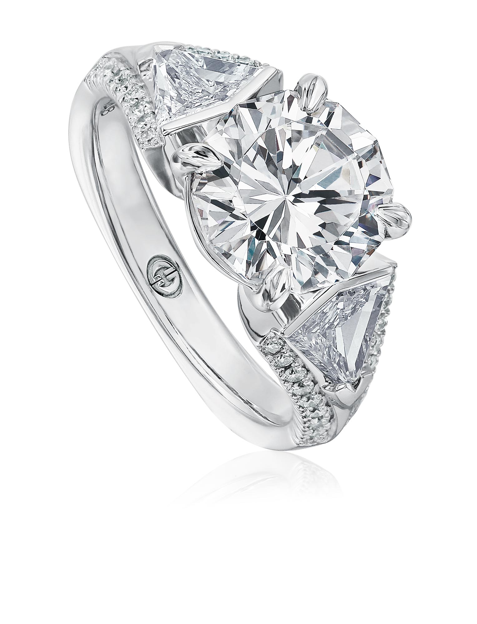 Round Diamond Solitaire Engagement Ring Setting With Unique Side
