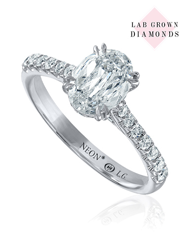 Lab-Grown Crisscut  oval lab grown diamond, solitaire engagement ring