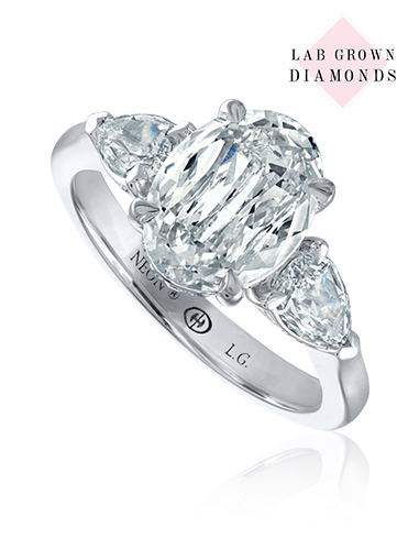Lab-Grown Crisscut  oval lab grown diamond engagement ring with fancy sides